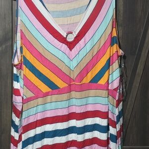 Pink and Red Sleeveless Tank Top